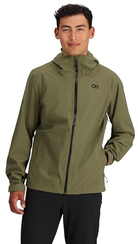 Outdoor Research Men's Stratoburst Stretch Rain Jacket, Ranger Green, M