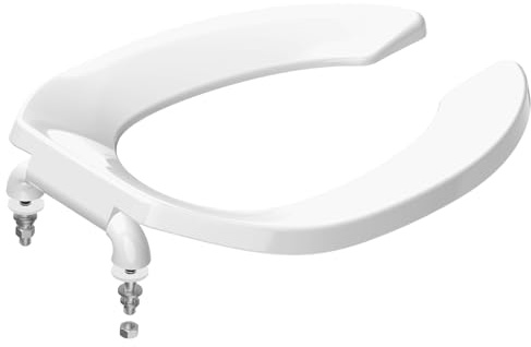 Commercial Toilet Seat Front Open, Toilet Seat Public 18.5 Inch Elongated Toilet Seat for Church, School, Hospital, Office,Heavy Duty Toilet Lid Common(White)