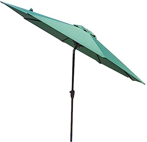 WYRMB Parasol de jardin à long manche, tête secouable, colonne en fer, avec base de réservoir, 9 pieds, 8 nervures, manivelle ouverte, base remplissable