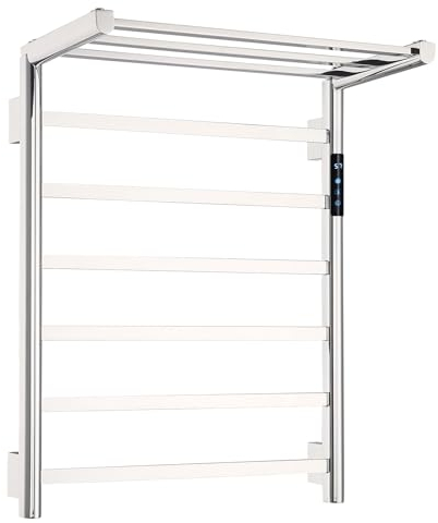LNXGJJ Radiador Toallero Eléctrico Baño WiFi Inteligente Radiador Calienta Toallas de Toallero, Control de Voz 620 x 500 mm 75 W Plegable Toallero Calentado para Baño (Cromo)
