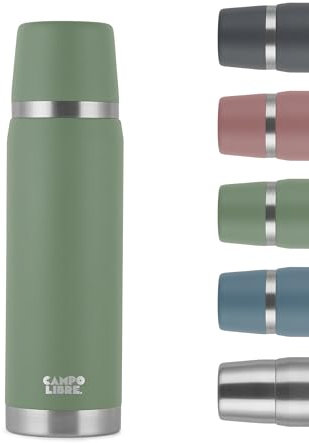 Campo Libre. Jaco® Thermoskanne 1L, 750ml, 500ml I Thermos mit Becher I Unsere Thermosflasche mind. 24h heiß I Isolierkanne mit Doppelwandisolierung ist zu 100% auslaufsicher & recycelter Edelstahl