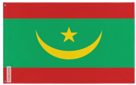 Bandera oficial de Mauritania varios tamaños en poliéster 5. 1 ojal cada esquina 90 x 150 cm