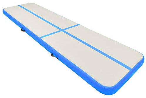 qohoio Inflatable Gymnastics Mat with Pump 600x100x15 cm PVC Blue-inflatable Gymnastics Tumble Track Gym Mat for Home Use,Training,Cheerleading,Yoga,Water Fun