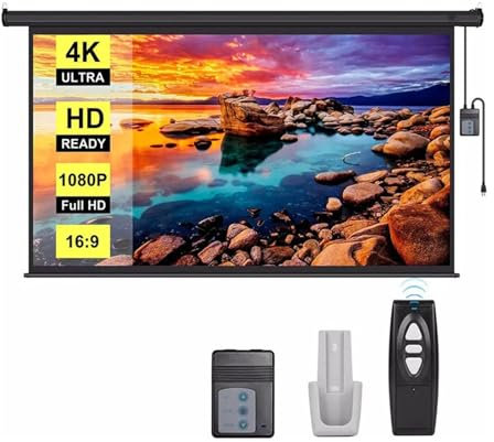 Schermo per Proiettore Motorizzato Da 100 Pollici, Schermo per Proiettore Retrattile 16:9 Schermo Cinematografico per Interni, Proiezione A Distanza Standard per Home Theater, Presentazioni Aziendali