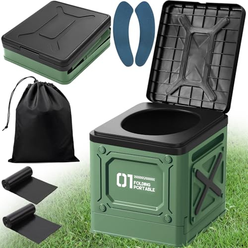ITMNMNL Inodoro Portátil,WC Portatil,Vater Portatil,WC Portatil Camping,Baño Portatil Adultos,Baño Seco Camper,WC Portatil Camping,Baño Seco Camper para Camping,Carretera,Actividades (Verde)