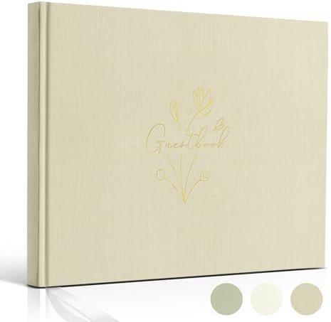 Hyggartn Guestbook, libro degli ospiti per matrimoni, compleanni, baby shower, battesimi, 108 pagine bianche (cachi)