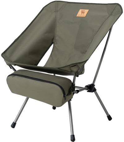 Qunature Vikbar campingstol, fiskestol med bärförmåga 120 kg, lätt kompakt och bärbar, bekväm för camping, strand, picknick, utomhusaktiviteter, grön
