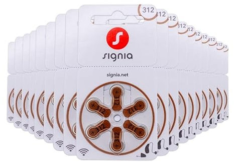 Siemens-Signia Hörgerätebatterien Typ 312 Braun, Batterien für Hörgeräte 120 Stück Vorratspack, Made in Germany, inkl. GRATIS Reinigungstuch, Wireless Approved, quecksilberfrei