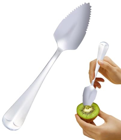 Cuchara de pomelo con dientes – Cuchara de postre de acero inoxidable – Cuchara de fruta – Kiwi Spoon – Cuchara de fruta con filo ondulado | Para kiwi, manzanas, pomelos