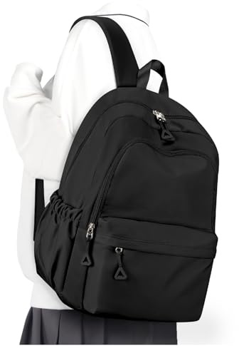 winspansy Zaino Scuola per Ragazzi e Ragazze Adolescenti, Zaino Leggero Impermeabile per Scuola, Uomo Donna, Zaini Casual da Giorno -Nero