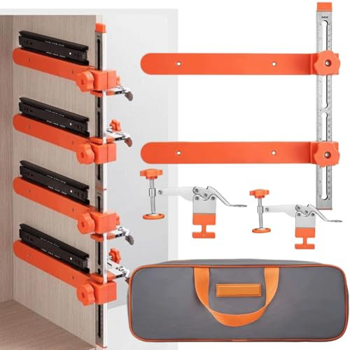 Kit d'installation de glissière de tiroir, gabarit de quincaillerie d'armoire de précision avec pince à bascule et bras magnétique, localisateur de poinçon pour une installation rapide et facile des