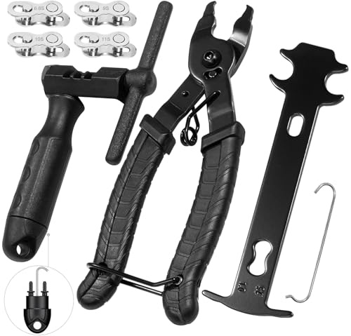 BIGP Kettennieter Fahrrad mit Kettenmesslehre & Kettenschloss Zange – 4 Paar Kettennieten Inklusive – Fahrradkette Reparatur Set für 6-12 Fach, Komplett-Set für Rennrad, Mountainbike, Citybike