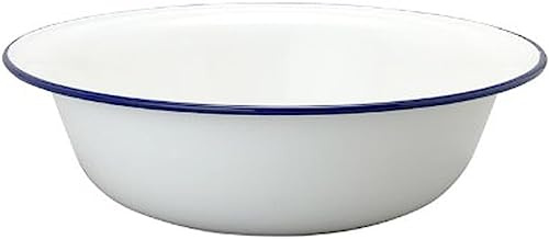 Nodahoro Washbasin Enameled 4L Hot Water Bathtub Foot Bath, Made in Japan, White, Border, Navy