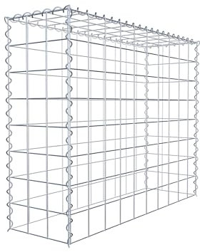 GABIONA Cesta de piedra cuadrada, malla 10 x 10 cm, profundidad 30 cm, cesta de cultivo tipo 3, cierre en espiral, galvanizado (100 x 80 x 30 cm)