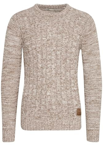 !Solid SDPhilemon Herren Pullover Strickpullover Grobstrick Pullover mit Zopfstrick Rundhalsausschnitt 100% Baumwolle Regular fit, Größe:XL, Farbe:Dune (5409)