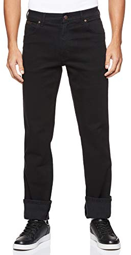 Wrangler Herren Texas Straight Jeans, Black Overdye, 36W / 32L EU