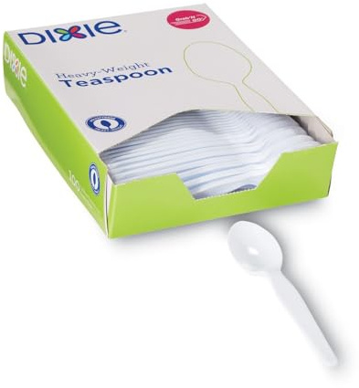 Plastic Cutlery, Heavyweight Teaspoons, White, 100/Box