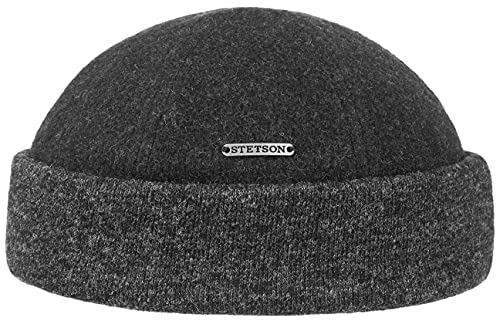 Stetson Sparr Umschlagmütze Dockermütze Mütze Wintermütze Wollmütze Fleecefutter (XL (60-61 cm) - anthrazit)
