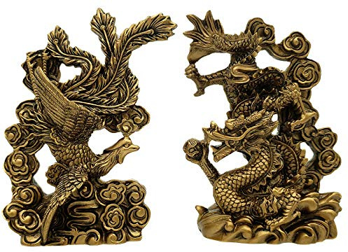 Betterdecor Feng Shui - Statua di drago cinese e fenice, decorazione per matrimonio