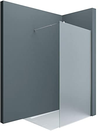 doporro Parete Doccia Walk In 140x200 cm, Box Doccia in Vetro Temperato Satinato 8 mm Anticalcare, con Barra Stabilizzatrice e Profilo Cromato – Bremen01VS