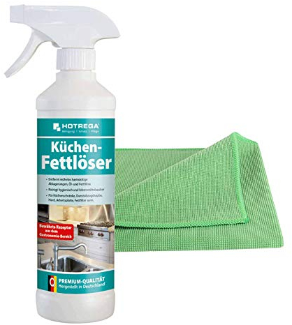 HOTREGA Küchen Fettlöser Küchenreiniger, Herdreiniger (500ml inkl. MIcrofasertuch)