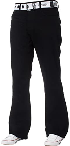 Kruze Herr Bootcut jeans utsvängda breda ben denim byxor kung stor alla midjestorlekar, Svart, 40W X 32L
