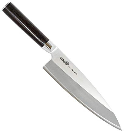 Totiko Coltello da Cucina Professionale Giapponese, Coltello Professionale in Acciaio, Lama da 18,5cm, Deba, Manico in Legno Trattato, Coltello da Pesce - Sakai Japan Knives