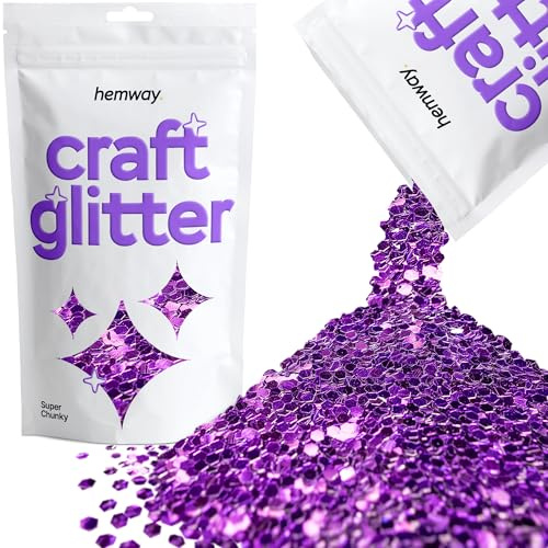 Hemway Craft Glitter Purple 100g Super Chunky Glitter | for Crafts, Resin, Cosmetic, Nail, Face, Body, Festival, Tumblers, Art, Candle, Crafting