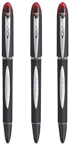UNI -BALL JET STREAM SX-210 1.0 MM ROLLER BALL PEN IN 4 COLOURS (PACK OF 3) (RED)