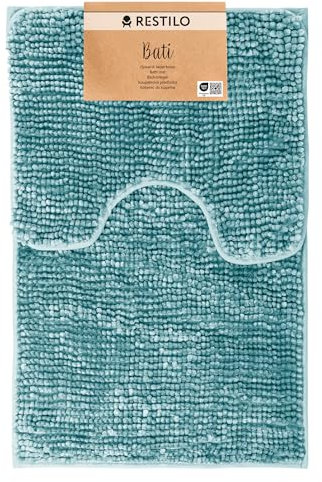 RESTILO Badematte Toilettenmatte Set 50x80 40x50 cm Badteppiche Badvorleger rutschfest Bati Türkis