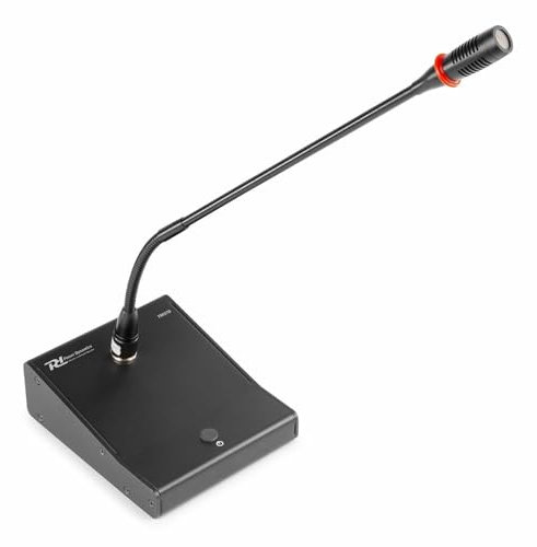 Power Dynamics TM370 Desktop Paging Microphone with Adjustable Gooseneck, Pre-Announcement Chime, Condenser Mic, LED Indicator, XLR and 6.3mm Jack Outputs - Ideal for Commercial Audio Systems