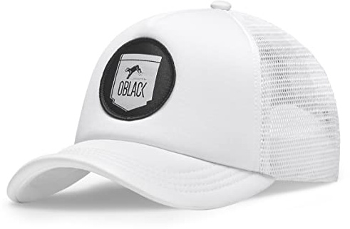 Oblack Gorras de Hombre Blanco Classic Total White Gorras Mujer Beisbol Ajustable con Visera Acolchada y Rejilla Negra - Gorra Trucker