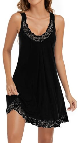 Xuepelit Camicia da Notte Donna Sexy Pizzo Estate Sottoveste per Le Donne Nightwear Camicie da Notte di Cotone
