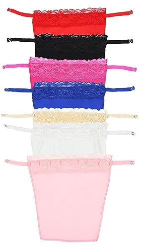 SKHAOVS 7 Piezas Chaleco con Panel superpuesto,Camisola simulada con Clip,de Sujetador insertado superposición Panel de Moda Chaleco,Encaje para Mujer con Clip en Mock Camisole (7 Colores)