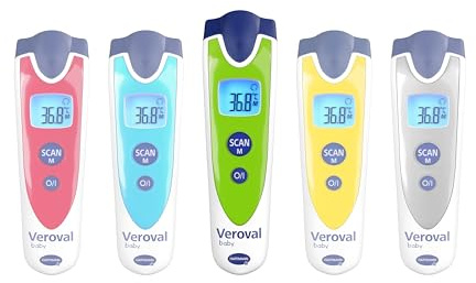 VEROVAL Baby, Termómetro Infrarrojos 3 en 1, Termómetro Digital para Bebés, Ideal para Medir la Fiebre en Casa, Medición Rápida y Precisa de la Temperatura Corporal, sin Contacto, Color Verde