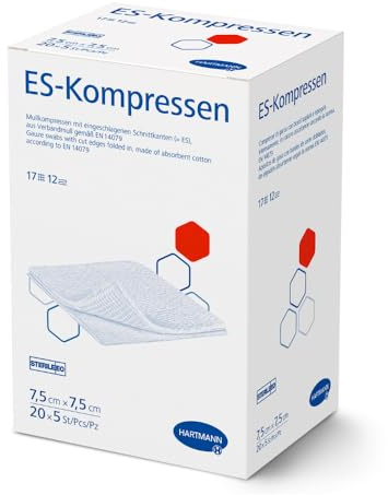 Hartmann ES-Kompressen steril, 12-fach, 7,5x7,5-5 Stück | Packung (100 Stück)