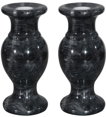 Vase de cimetière, Vase en marbre Naturel intérieur extérieur Vase avec Trou de Drainage pour la décoration de Tombe commémorative de cimetière (2)