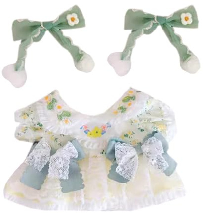 niannyyhouse Vestido de Muñeca de 8 Pulgadas con Tocado, Vestidos de Falda de Flores, Conjunto para Muñeca de Peluche de 20cm (A-1)