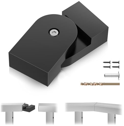 Gyykzz 1 Pack Black Level Pivot Connector for Stainless Steel Flat Handrail, 180° Adjustable Cable Railing Fitting for Top Hand Rail, High Strength POM Connecting Block for Horizontal Handrail System