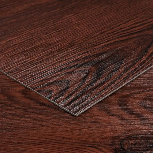 Livelynine Floor Tiles Self Adhesive Cherry Wood Effect Peel and Stick Floor Tiles Bathroom Flooring Red Brown 30x30CM Peel and Stick Kitchen Waterproof Vinyl Floor Tiles Wood Effect Hallway, 4 Tiles