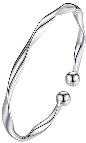 BelleVive Armreife für Damen, 925 versilbert, Manschettenarmband, verstellbarer Schmuck, modisch, schlicht, offene Armreifen, Manschettenschmuck für Frauen, Mutter, Valentinstagsgeschenk