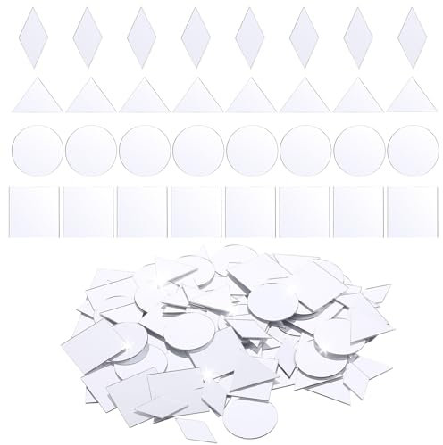 Giantree 120 Piece Mosaic Tiles for Crafts, Self-Adhesive Square Mirror Tiles