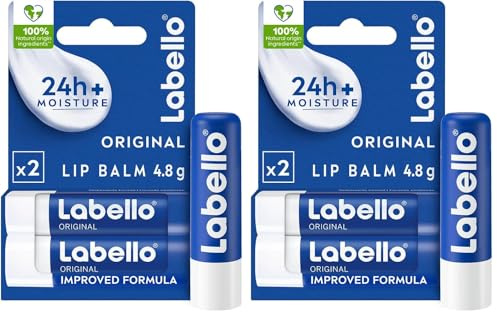 LABELLO Duo Original (2 x 5,5 ml), Lippenbalsam angereichert mit natürlichen Ölen und cremiger Textur, Lippenpflege, langanhaltende Feuchtigkeitsversorgung für 24 Stunden (Packung mit 2)