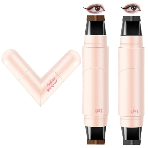 2 Paquets Crayon Tampon Eyeliner,Waterproof Crayons Gel pour les Yeux,Natural Cat Eye Eyeliner Stamp,Longue Durée,Résistant aux Bavures et à l'eau,Pochoir Pliable pour les Yeux (Noir+Brun)