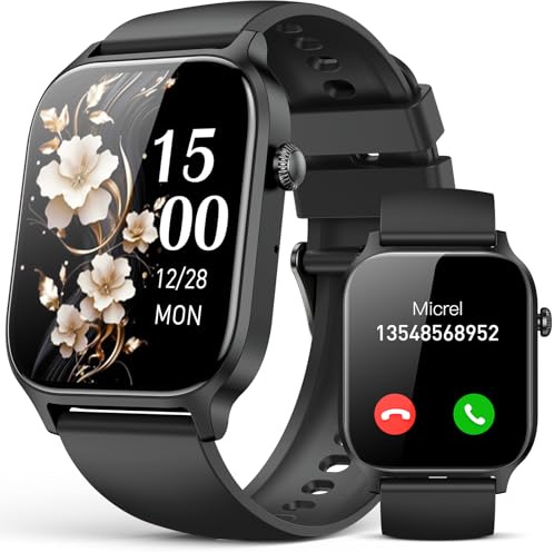 Smart Watch for Men Women- Answer/Make Call, 2025 IP68 Waterproof Fitness Tracker Watch with Sleep Step Counter Activity Smartwatch for Samsung Andriod iPhone iOS (Black, 1.85)