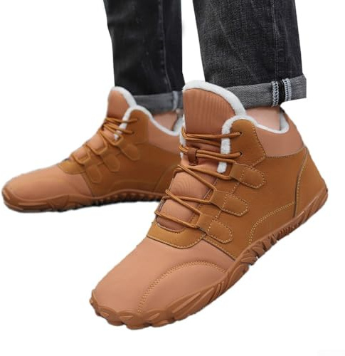 Besttoolifes Scarpe da trekking invernali da uomo, foderate in Oxford, con suola in gomma antiscivolo, isolanti, in tessuto felpato, tomaia in pelle nabuk per esterni (40 giallo)
