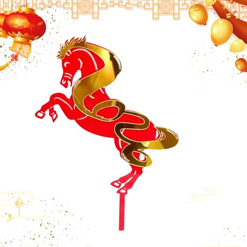Décoration de gâteau du Nouvel An 2026 en acrylique 2D - Année du cheval - Pour anniversaire, parents, boulangeries, boulangeries, collectionneurs, événements à thème, réunions de famille, remise de
