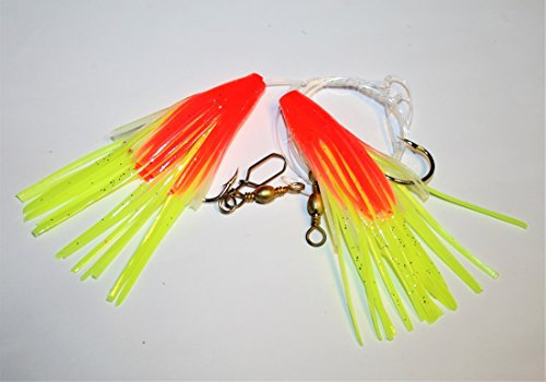 Fladen Glowing Squids - Dorschsystem in Den Farben Gelb-Rot und Gelb-Grün Sowie in Den Größen 4/0, 8/0 und 10/0 (Gelb-Rot, 4/0)