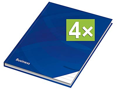 RNK - Verlag 4er Pack Notizbuch mit Hardcover-Einband, 96 Blatt, Notizheft, Tagebuch, Schreibbuch (A4 (Liniert))