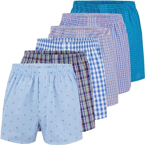 City Life 6er Pack Herren Boxershorts 100% Baumwolle - Atmungsaktive Webboxer, bequem & trocknergeeignet, S-4XL, Farbe:Mehrfarbig (Classic Multicolour 5 C-6-5), Grösse:M